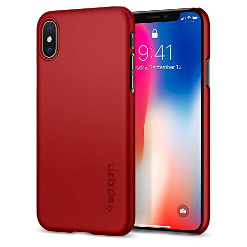 Product Cover Spigen Thin Fit Designed for Apple iPhone Xs Case (2018) / Designed for Apple iPhone X Case (2017) - Metallic Red