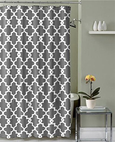 Product Cover Ruthy's Textile Geometric Patterned Shower Curtain, Grey