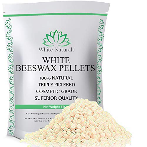 Product Cover White Beeswax Pellets 1 lb (16 oz), Pure, Natural, Cosmetic Grade, Top Quality Bees Wax Pastilles, Triple Filtered, Great For DIY Lip Balms, Lotions, Candles By White Naturals