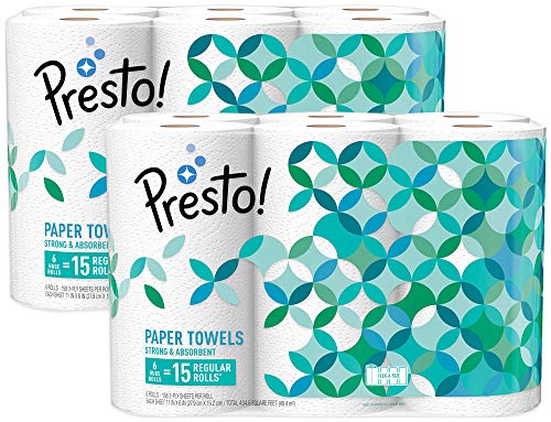 Product Cover Amazon Brand - Presto! Flex-a-Size Paper Towels, Huge Roll, 12 Count = 30 Regular Rolls