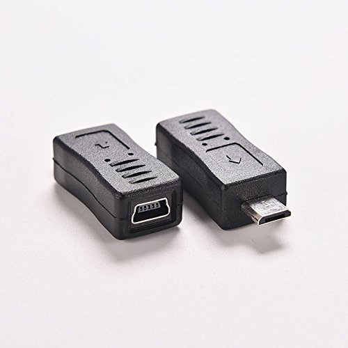 Product Cover [2 Pack] TravelCables Black USB Micro Male to USB Mini Female Adapter - USB Type B Micro to USB Type B Mini - Cable Connector Adaptor Charger Converter