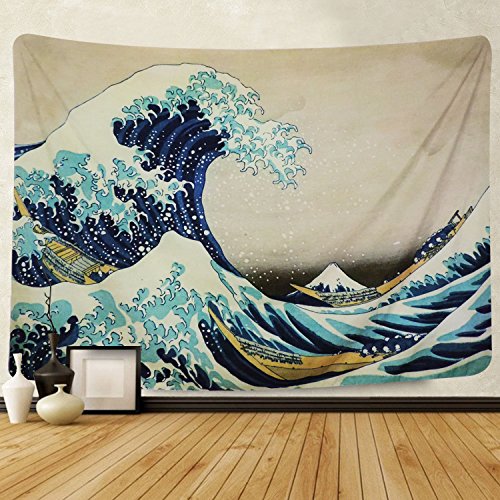 Product Cover Tapestry Wall Tapestry Wall Hanging Tapestries The Great Wave off Kanagawa by Katsushika Hokusai Thirty-six Views of Mount Fuji Tapestry Wall Blanket Wall Decor Wall Art Home Decor 59 x 51 Inches