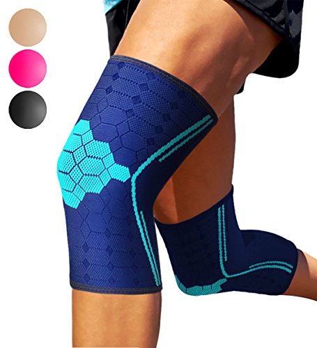 Product Cover Sparthos Knee Compression Sleeves by (Pair) - Joint Protection and Support for Running, Sports, Knee Pain Relief - Knee Brace for Men and Women - Innovative Breathable Elastic Blend - Anti Slip