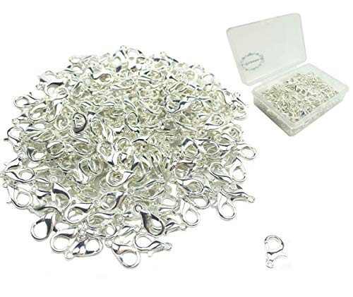 Product Cover Hyamass 200pcs Curved Lobster Clasps 7x12mm Silver Plated Lobster Claw Clasps DIY Jewelry Fastener Hook,necklace DIY Fasteners (Silver)