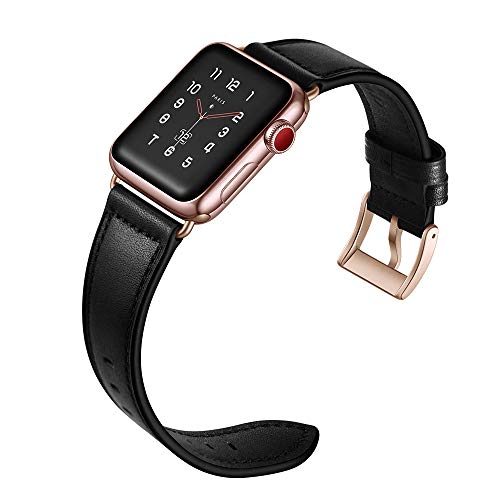 Product Cover CINORS WatchBand Compatible with Apple Watch 38mm 40mm Genuine Leather Bands Replacement Loop Strap with Rose Gold Buckle Compatible with iWatch Series 1 2 3 4