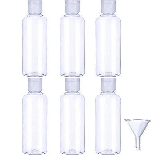 Product Cover Hotop Transparent Plastic Air Flight Travel Bottle Set with Small Funnel for Flight, Airport, Holiday (6 Pack, 100 ML)