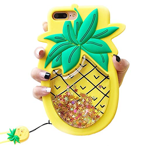 Product Cover iPhone 6s Cute Case, Stress Reducer Liquid Pineapple Phone Case for Kids Teens Girls Boys, 3D Cartoon Soft Feeling Silicone Rubber Cover Case for Apple iPhone 6/6s (Pineapple 1)
