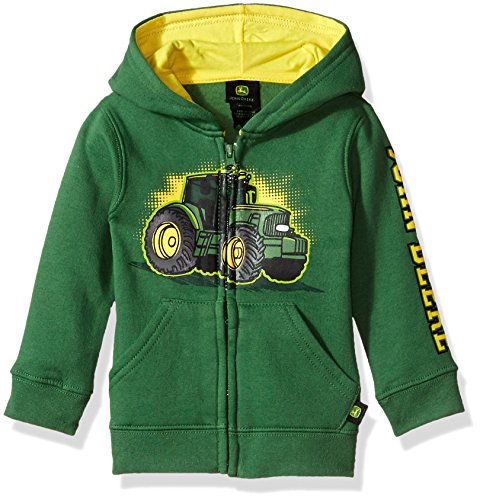 Product Cover John Deere Tractor Infant Toddler Boy Zip Front Fleece Hoody Sweatshirt, green, 2T