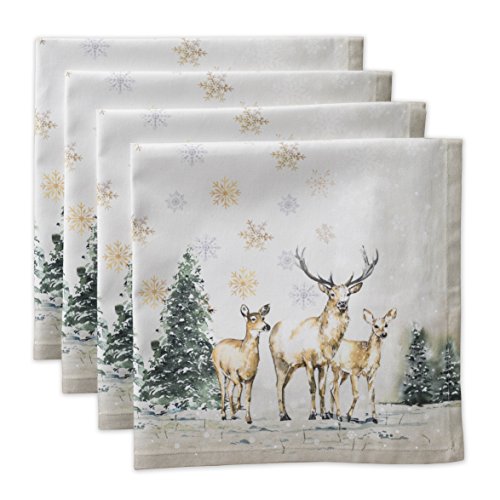 Product Cover Maison d' Hermine Deer in The Woods 100% Cotton Set of 4 Napkins 20 Inch by 20 Inch.