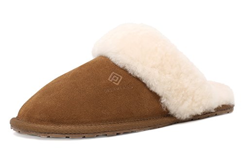 Product Cover DREAM PAIRS Women's Bliz Chesnut Sheepskin Slip On House Slippers Indoor & Outdoor Winter Shoes Size 7.5-8 M US
