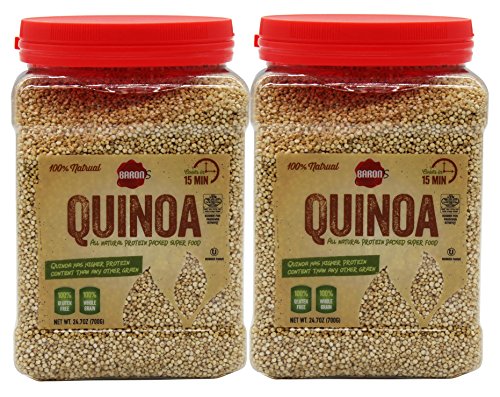 Product Cover All Natural Quinoa 100% Whole Grain - Gluten Free - Kosher for Passover - Pack of 2 - 24.7-ounce Jar - By Baron's