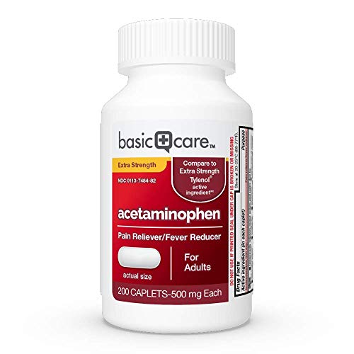 Product Cover Basic Care Extra Strength Pain Relief, Acetaminophen Caplets, 500 mg, 200 Count