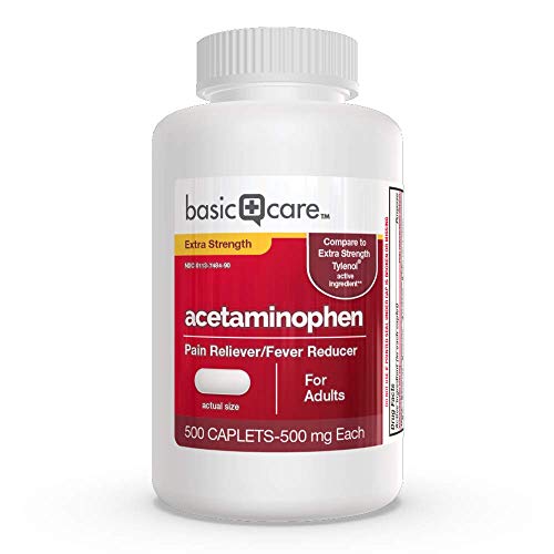 Product Cover Amazon Basic Care Extra Strength Acetaminophen Caplets  500 Count