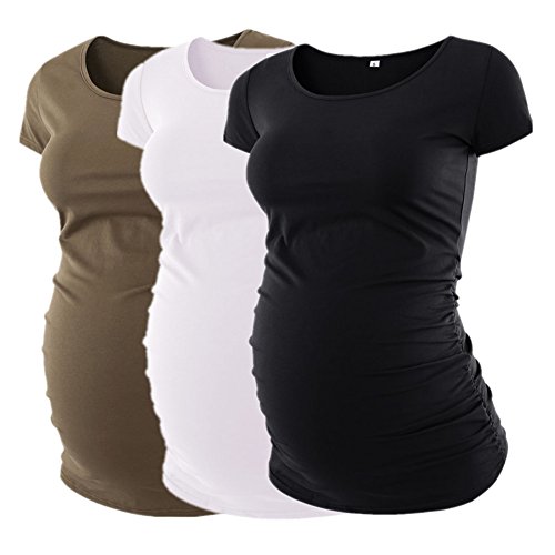 Product Cover Liu & Qu Womens Maternity Classic Side Ruched T-Shirt Tops Mama Pregnancy Clothes