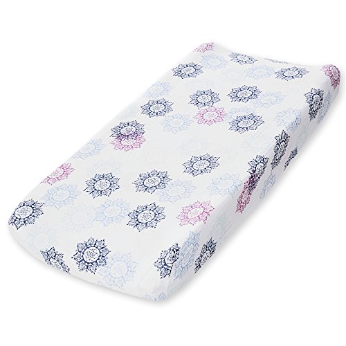 Product Cover Aden by aden + anais Classic Changing Pad Cover, 100% Cotton Muslin, Super Soft, Breathable, Tailored Snug Fit, Single, Pretty Pink Medallion