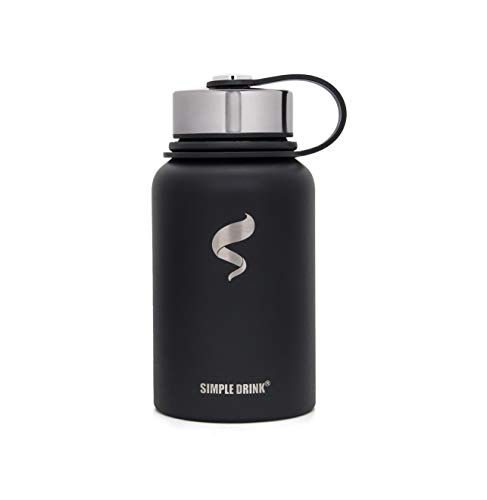 Product Cover SIMPLE DRINK Stainless Steel Insulated Water Bottle - Cold 24 Hrs & Hot 12 Hrs | Reusable Wide Mouth Metal Flask with Portable Strong Cap for Sports Travel, Leak Proof