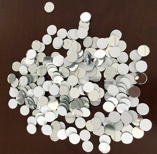 Product Cover Set of 200pcs Small Round Glass Crafts, Real Glass Mirror Mosaic Tiles (1x1cm)