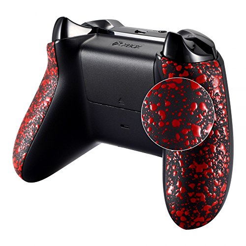 Product Cover eXtremeRate Textured Red Back Panels, Comfortable Non-Slip Side Rails, 3D Splashing Handles, Game Improvement Replacement Parts for Microsoft Xbox One X & One S Controller
