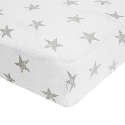 Product Cover Aden by aden + anais Classic Crib Sheet, 100% Cotton Muslin, Super Soft, Breathable, Tailored Snug Fit, Dusty - Stars