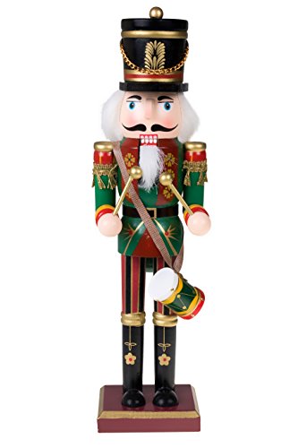 Product Cover Clever Creations Traditional Drummer Soldier Nutcracker Wearing Green Uniform with Drum | Collectible Wooden Christmas Nutcracker | Festive Holiday Decor |100% Wood | 12