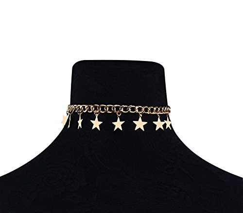 Product Cover CrazyPiercing Dangling Stars Choker Necklace Curb Link Chain for Women