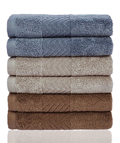 Product Cover Cleanbear Cotton Washcloths Bath Wash Cloth Set(13 x 13 Inch), 6-Pack 3 Colors