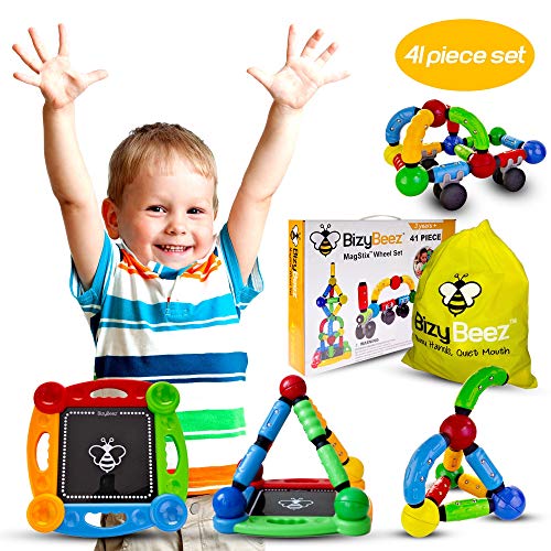 Product Cover BizyBeez Magnetic Building Blocks Set Special Needs Toys for Kids with Autism, Great for Autistic Boys and Girls, 3 Years Old and Up