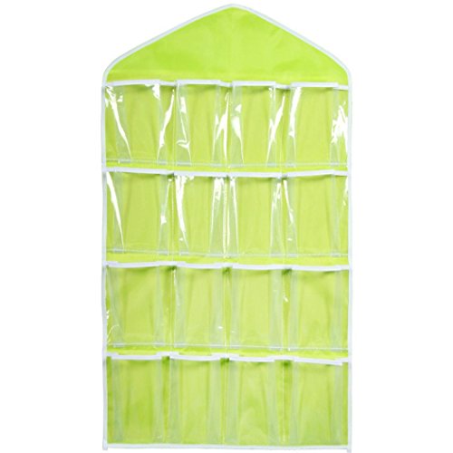 Product Cover Wall Hanging Storage Bag,IEason 16Pockets Clear Hanging Bag Socks Bra Underwear Rack Hanger Storage Organizer (Green)