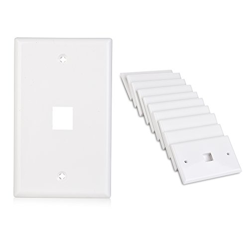 Product Cover Cable Matters 10-Pack Low Profile 1 Port Keystone Jack Wall Plate in White