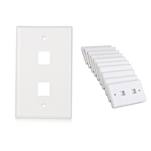 Product Cover Cable Matters (10-Pack) Low Profile 2-Port Keystone Jack Wall Plate in White