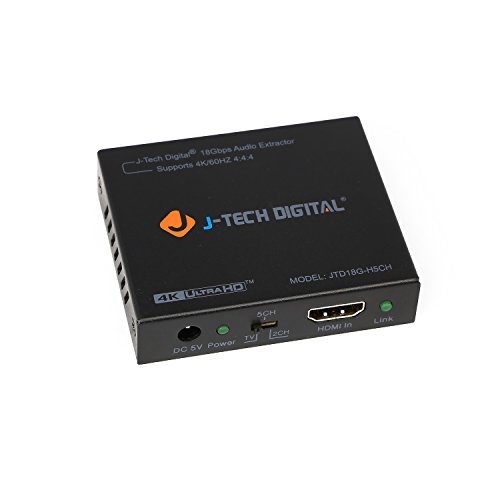 Product Cover J-Tech Digital 4K 60HZ HDMI Audio Extractor Converter SPDIF + 3.5MM Output supports HDMI 2.0