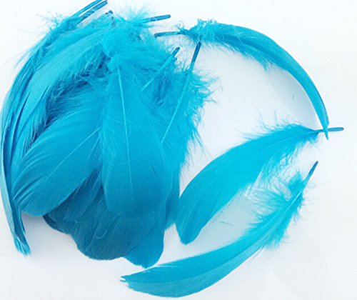 Product Cover Colorful Goose Feathers, for DIY Craft Wedding Home Party Decorations 50pcs/pack/ (4--7.8 inch) (Sky blue)