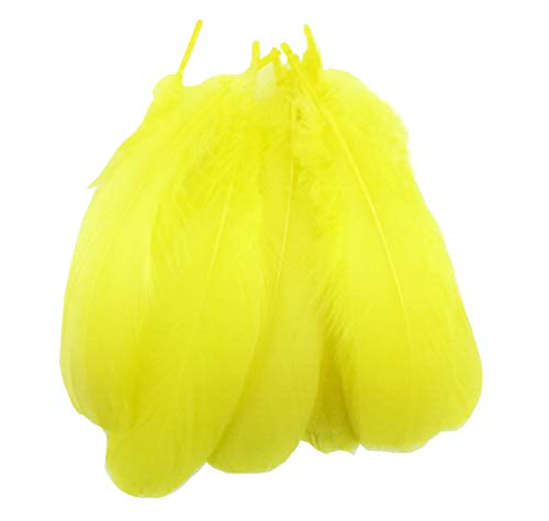 Product Cover Colorful Goose Feathers, for DIY Craft Wedding Home Party Decorations 50pcs/Pack/ (4-7.8 inch) (Yellow)