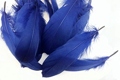 Product Cover Colorful Goose Feathers, for DIY Craft Wedding Home Party Decorations 50pcs/pack/ (4--7.8 inch) (Dark blue)