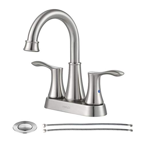 Product Cover PARLOS Swivel Spout 2-handle Lavatory Faucet Brushed Nickel Bathroom Sink Faucet with Pop-up Drain and Faucet Supply Lines, Demeter 13627