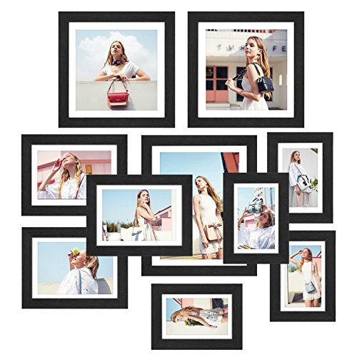 Product Cover HOMFA 10pcs DIY Photo Frame Value Set, Picture Frames Wall Art Gallery Kit for Home Room Decor, Four 6x4 in, Three 7x5 in, Two 8x8 in, One 10x8 in, Black