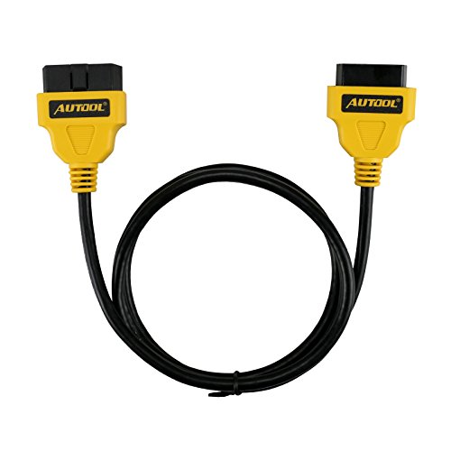 Product Cover AUTOOL Wired 150cm OBD-ii OBD2 16Pin Male to Female Extension Cable Diagnostic Extender Cord, Yellow (Round 16 Pin 150cm)