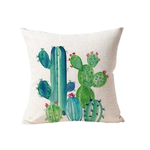 Product Cover Polytree Linen Succulent Cactus Pattern Pillowcase Cushion Cover Home Sofa Decor,45cm x 45cm