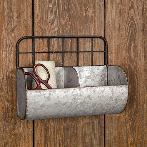 Product Cover Colonial Tin Works Industrial Farmhouse Chic Small Divided Wire Back Wall Bin/Shelf
