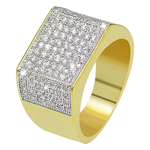 Product Cover JINAO 18k Gold Plated Hip Hop ICED Out Square Bling Ring