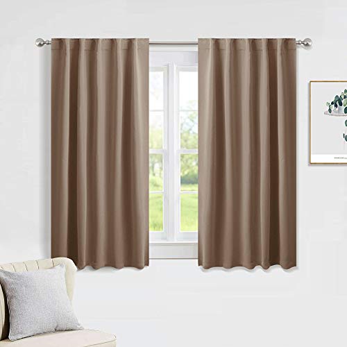 Product Cover PONY DANCE Blackout Curtains Drapes - Home Decoration Light Blocking Thermal Insulated Window Back Tab/Rod Pocket Curtain Panels Privacy Protect for Bedroom, W 42 in by L 54 in, Mocha, Set of 2