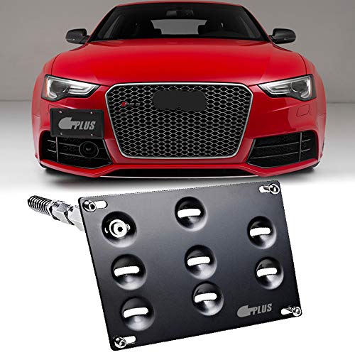 Product Cover GTP Front Bumper Tow Hook License Plate Mounting Bracket Holder Relocator for Audi 08-15 A4 S4 (B8 ONLY) A5 S5, 11-15 A7 S7, 09-17 Q5,15-17 TT/TTS RS4 RS5 RS7 Allroad
