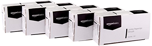 Product Cover AmazonBasics Jumbo Size Office Paper Clips, Smooth, 100 per Box, 10-Pack
