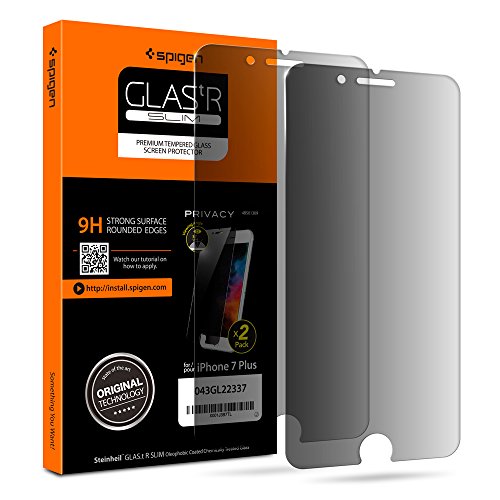 Product Cover Spigen Tempered Glass Privacy Screen Protector [2 Pack] Designed for iPhone 8 Plus/iPhone 7 Plus - Black Privacy