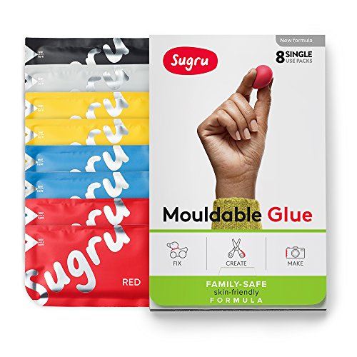 Product Cover Sugru I000448 Moldable Glue-Family-Safe | Skin-Friendly Formula-Classic Colours (8-Pack), Black, White, Red, Yellow and Blue, 8 Piece