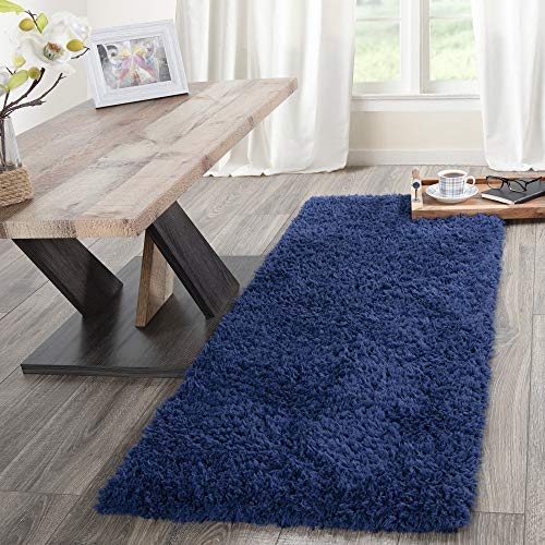 Product Cover Ottomanson Flokati Collection Faux Sheepskin Shag Runner Rug, 2'X5', Navy