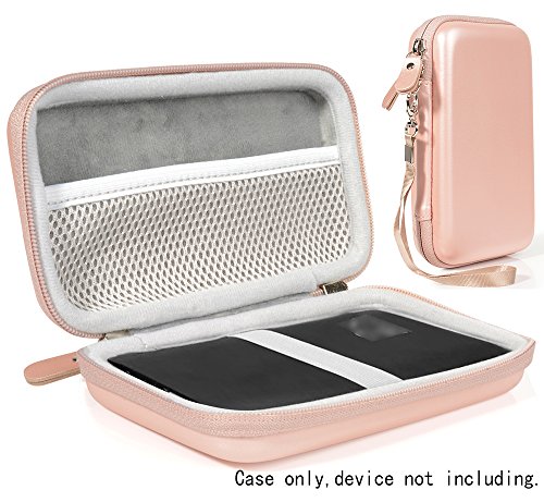 Product Cover Rose Gold Protective Carrying Case for DULLA M50000 Portable Power Bank 12000mAh External Battery Charger by WGear, Detachable Wrist Straps, Elastics Strap to Secure Device, Mesh Cable Pocket Inside