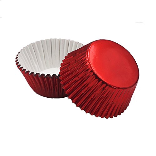 Product Cover Warm party Foil Baking Cups Cupcake Liners, Standard Sized, 200 Count (Red)