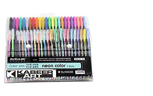 Product Cover Kabeer Art 48 Pc Gel Pens Set Color Gel Pens,Glitter, Metallic, Neon Pens Set Good Gift For Coloring Kids Sketching Painting Drawing