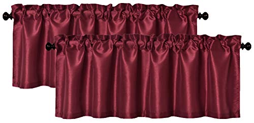 Product Cover Aiking Home (Pack of 2) Solid Faux Silk Window Valance, 56 by 16 Inches, Burgundy